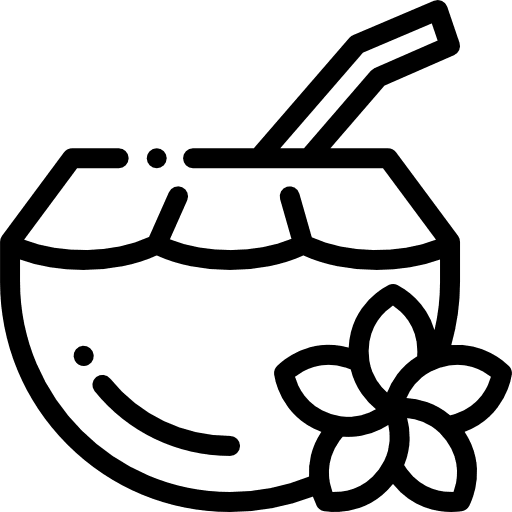 Coconut straw cocktail alcohol icon Coconut straw cocktail alcohol icon