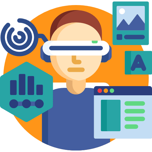 Futuristic vr interface user icon