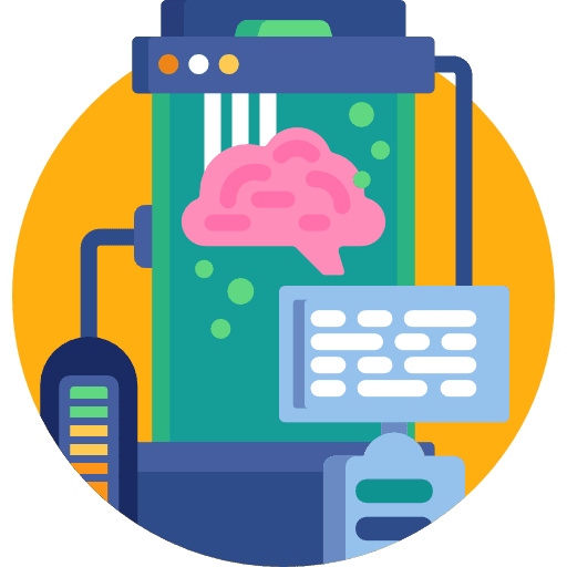 Brain healthcare and medical lab research icon