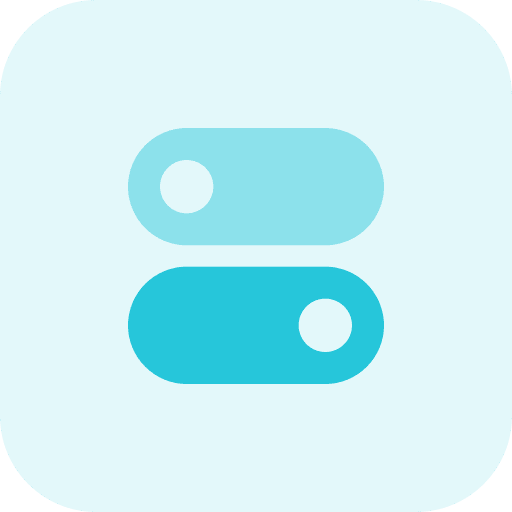 Toggle switch on button multimedia icon