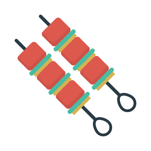 Skewers food food and restaurant meat icon