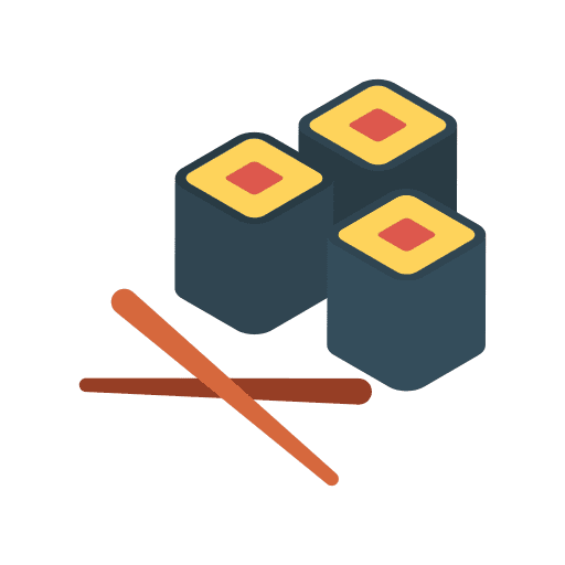 Sushi fish food and restaurant raw icon