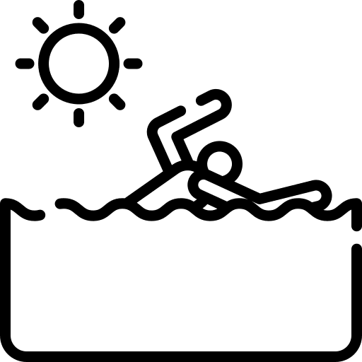 Swimming stick man sun swimming icon