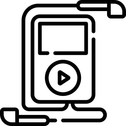 Music player play button earphone music and multimedia icon Music player play button earphone music and multimedia icon