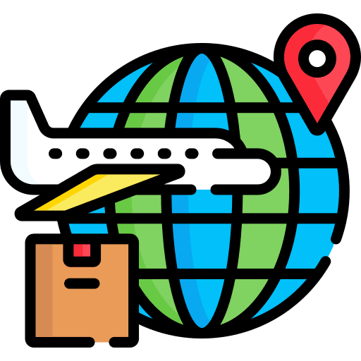 Global shipping airplane worldwide shipping transportation icon