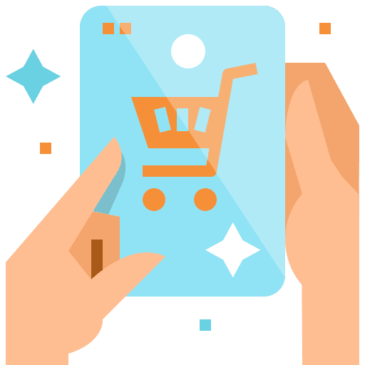 Shopping online mobile phone commerce and shopping shopping cart icon