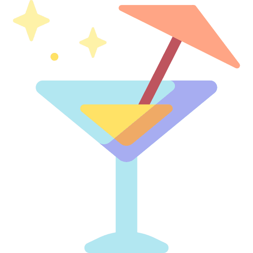 Cocktail glass drink set fire cocktail icon