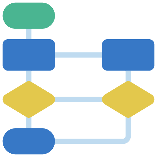 Flow chart flow chart seo and web strategic plan icon