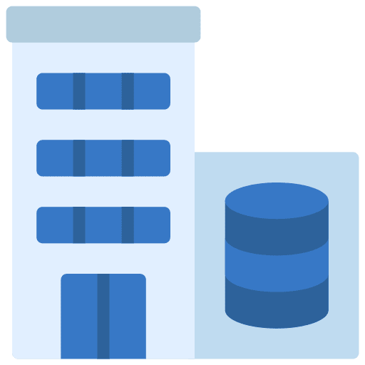 Data center tower multimedia connection icon