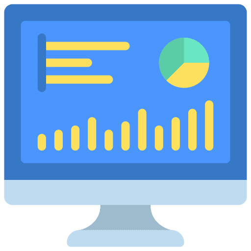 Analytics computer graphs analysis icon