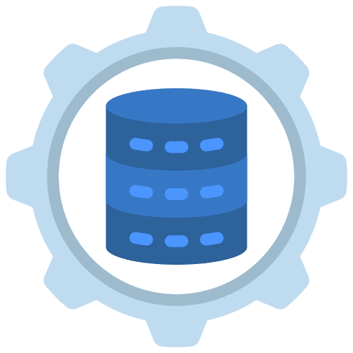 Data management manager data storage gear icon