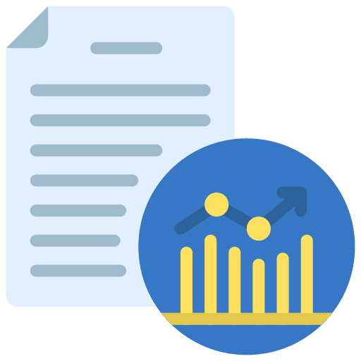 Data report business and finance pie chart graphical icon