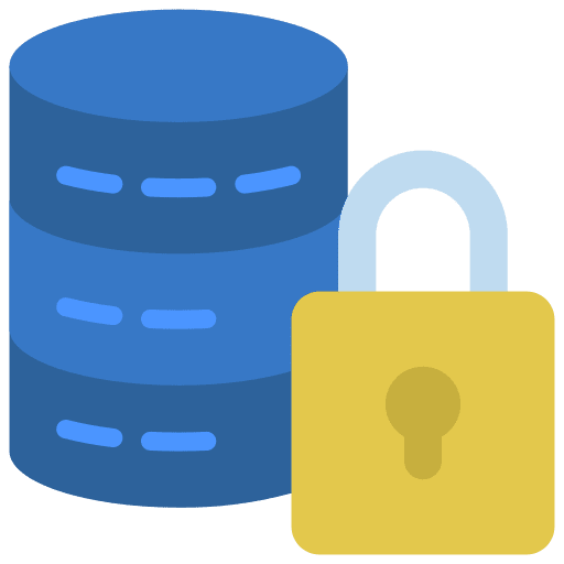 Data security protected locked data security icon