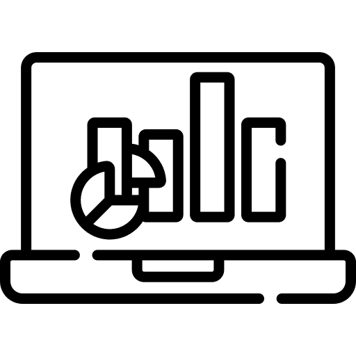 Statistics bar graph laptop analysis icon Statistics bar graph laptop analysis icon