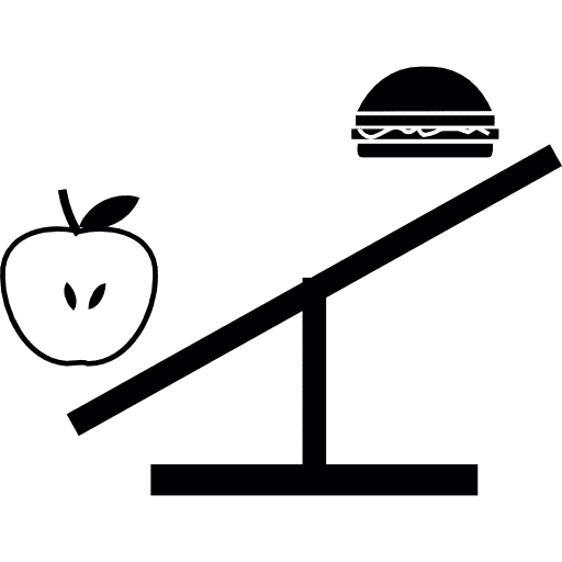 Healthy food versus junk food hamburger apple food icon