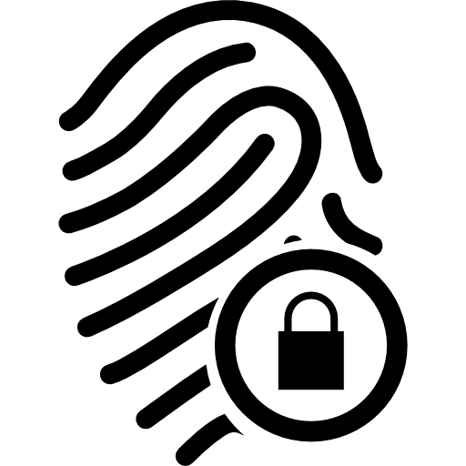 Fingerprint with security signs security locked icon