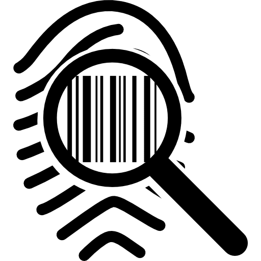 Magnifying a fingerprint looking like a barcode tools and utensils magnifying glass magnifying lens icon
