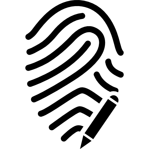 Fingerprint mark with pen art drawing draw icon Fingerprint mark with pen art drawing draw icon