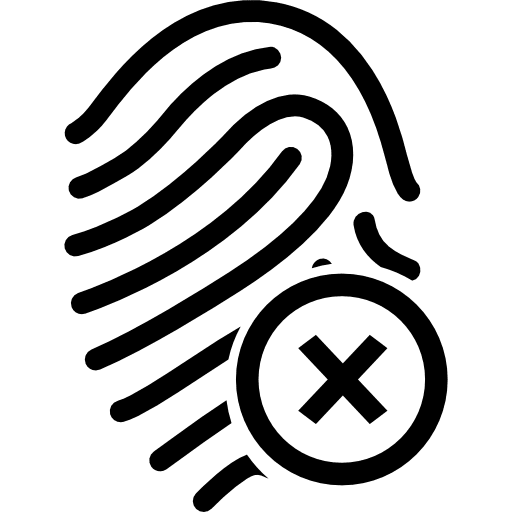 Fingerprint outline with close button close button fingerprint interface icon