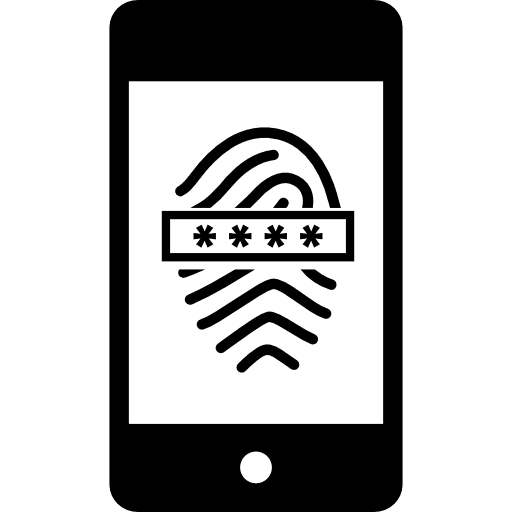 Fingerprint scanner with password on mobile phone security technology mobile phone icon Fingerprint scanner with password on mobile phone security technology mobile phone icon