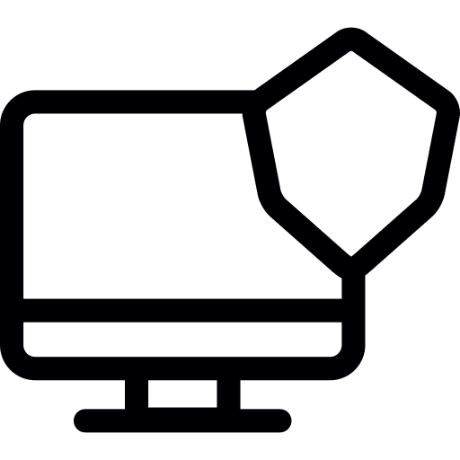 Shield technology computer monitor security system icon