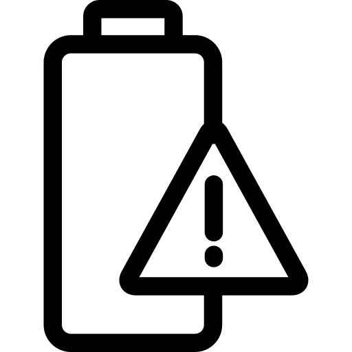 Exclamation mark low battery battery level charging status icon