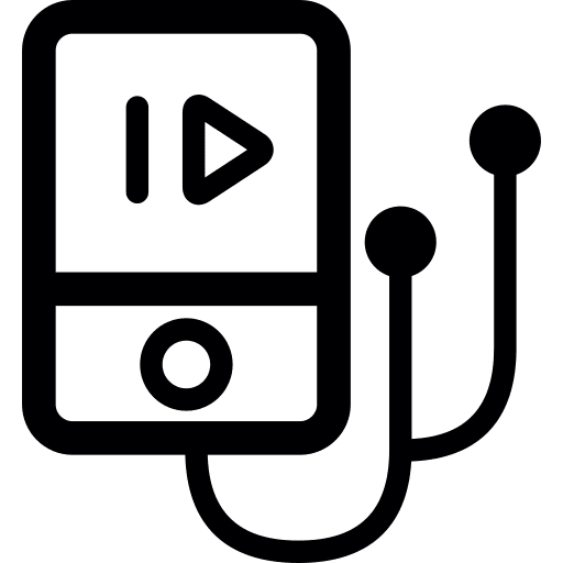 Auricular ipods headphones play button icon