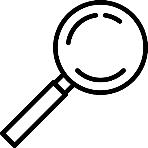 Magnifying glass detective research search icon
