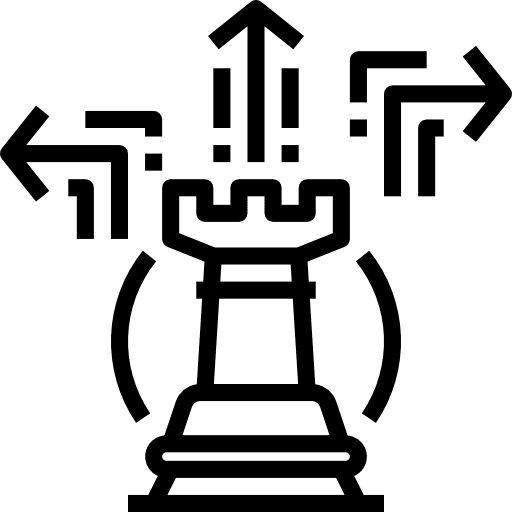 Strategy chess piece arrows management icon Strategy chess piece arrows management icon