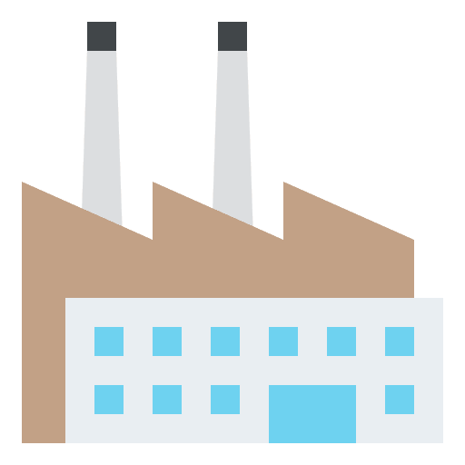 Factory building architecture and city factory icon