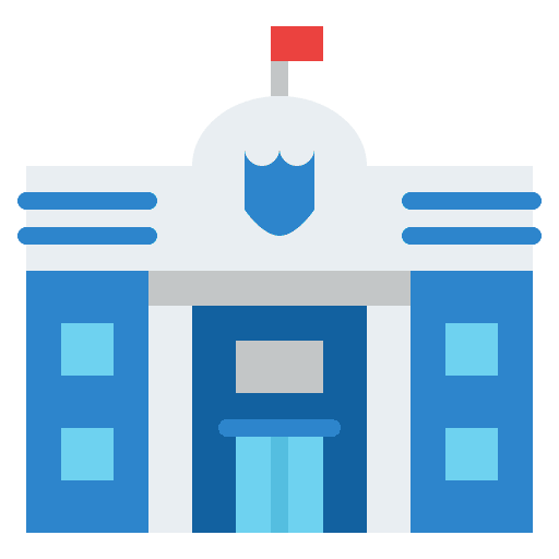 Police station buildings emergency door icon