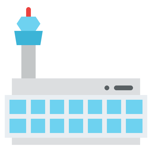 Airport architectonic transportation tower icon Airport architectonic transportation tower icon