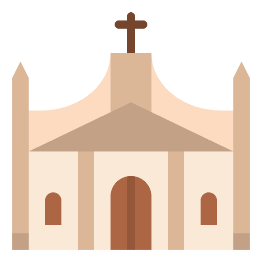 Church architecture religious landmark icon Church architecture religious landmark icon