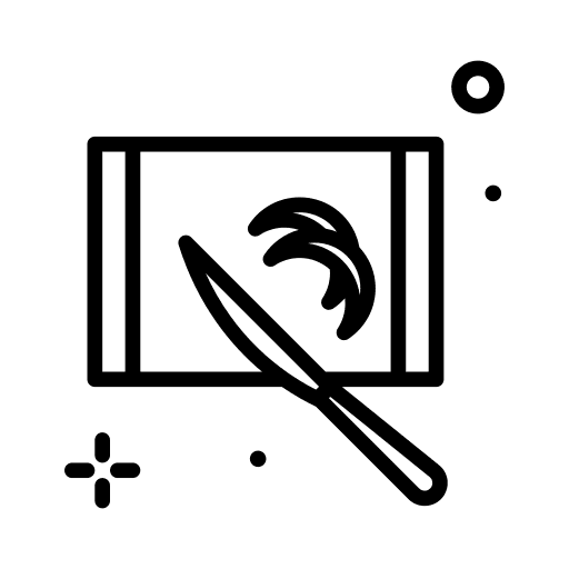 Cutting board kitchen utensils food and restaurant knife icon