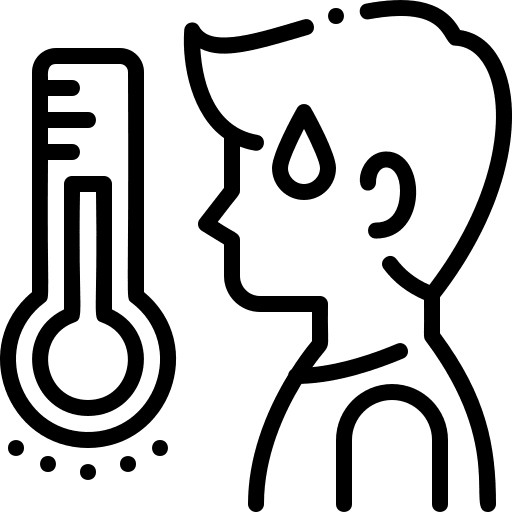 Fever sick person symptom high temperatures icon