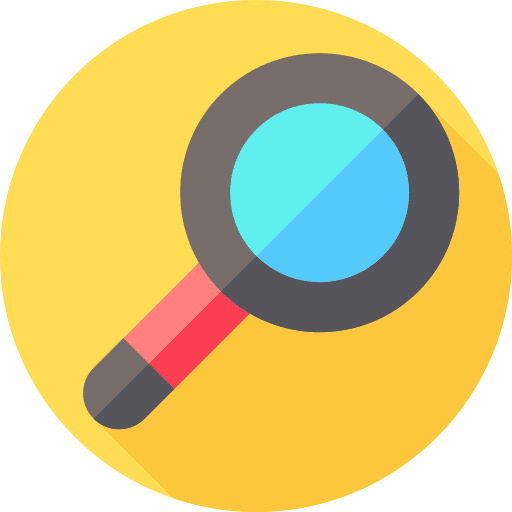 Magnifying glass symbol education tool icon