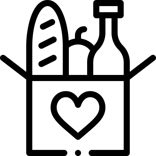 Food donation heart food and restaurant love icon Food donation heart food and restaurant love icon