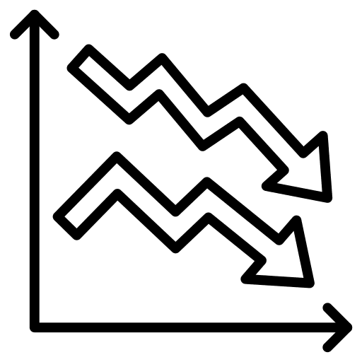 Chart down graph loss down arrow icon