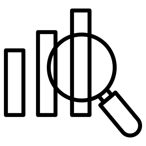 Magnifying glass bar data analysis magnifying glass icon