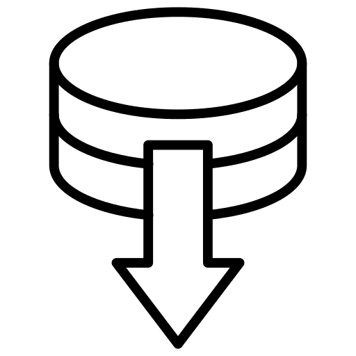 Data storage database down arrow hosting icon