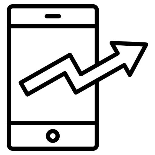 Growth graph line graph smartphone increase icon