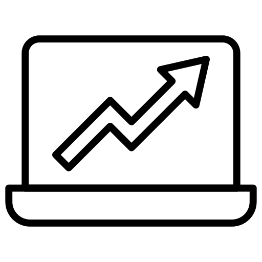 Laptop screen laptop increase graph icon