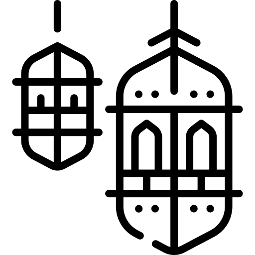 Lantern light islamic fire icon