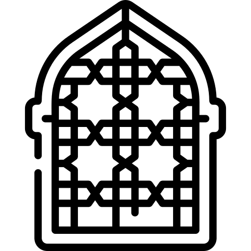 Stained glass window decoration mosque ornamental icon