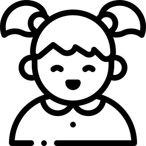 Girl kid and baby young pigtails icon