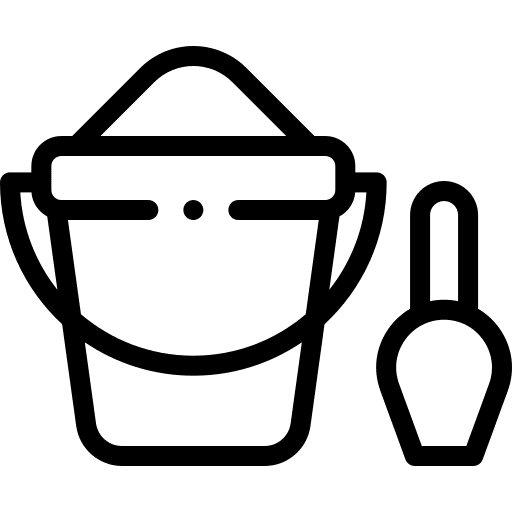 Sand bucket beach shovel toy icon