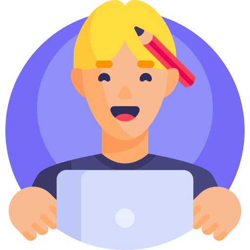 Blogger pencil man laptop icon Blogger pencil man laptop icon