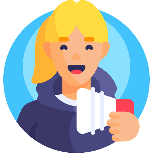 Influencer megaphone female avatar icon Influencer megaphone female avatar icon