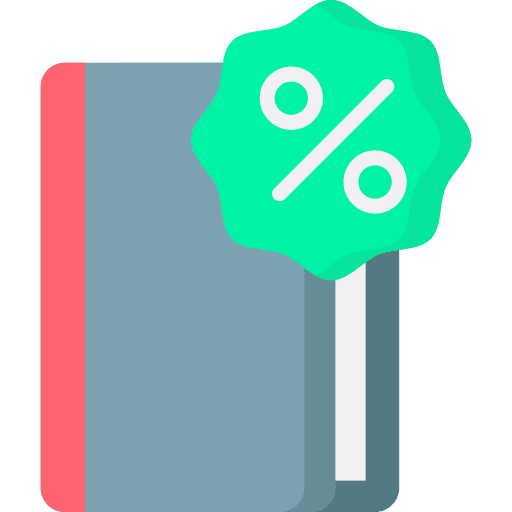Book percentage commerce and shopping sales icon Book percentage commerce and shopping sales icon