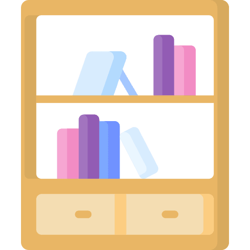 Bookcase bookshelf case library icon